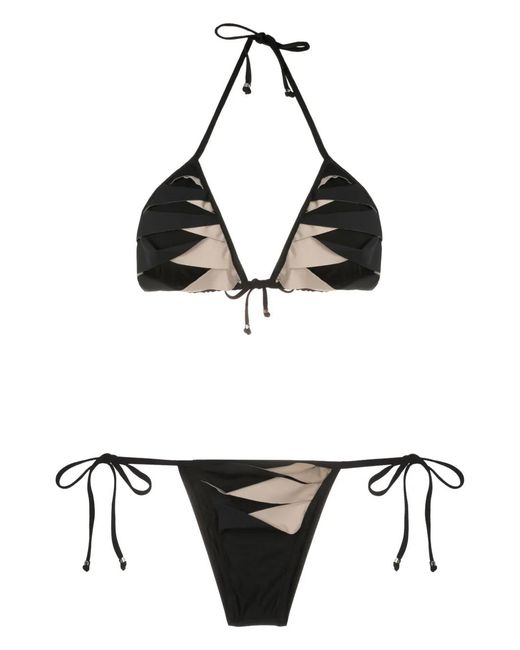 Bikini Triangular Con Aberturas Amir Slama de color Black