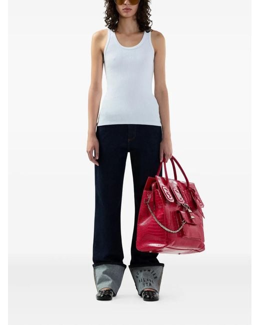 Gcds White Logo-Embroidered Tank Top