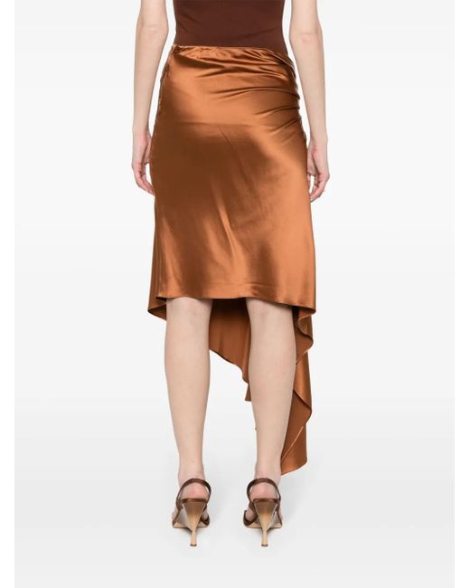 Christopher Esber Brown Cusco Silk Midi Skirt