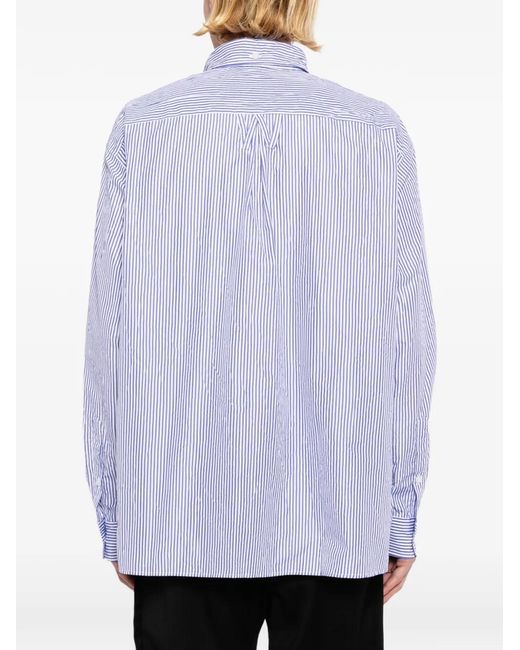 Willy Chavarria Blue Striped Button-Down Shirt for men