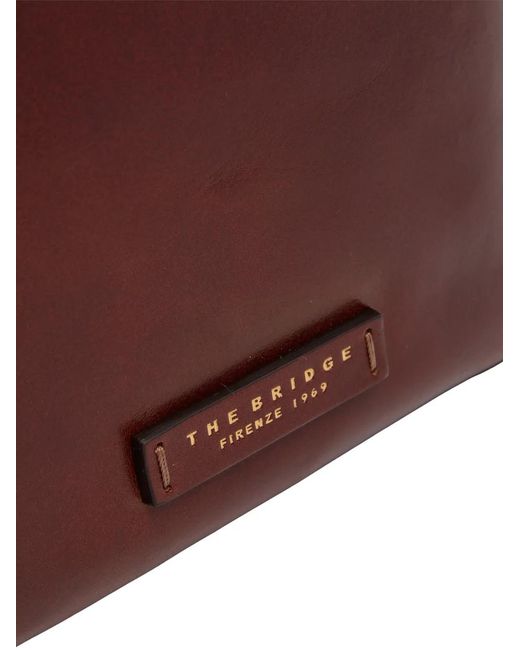 The Bridge Red Top-Handle Leather Bucket Bag