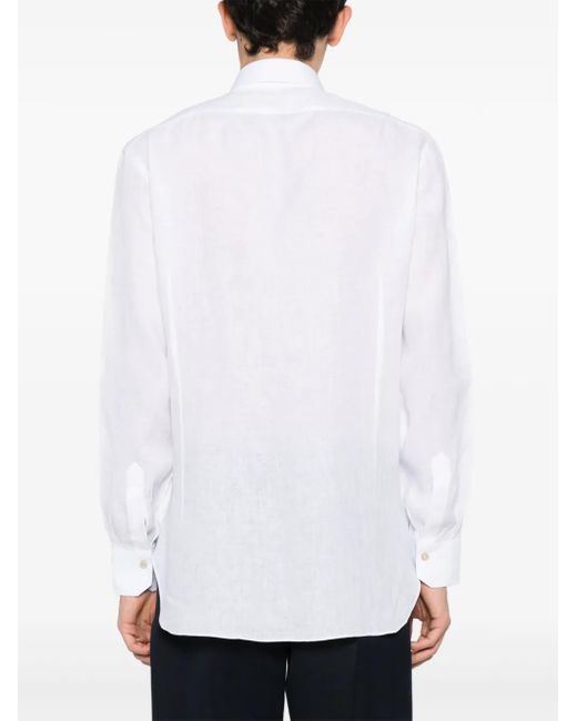 Kiton Popeline-Hemd Aus Leinen in White für Herren