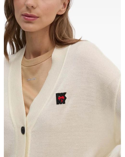 DKNY Natural Button Logo Cardigan