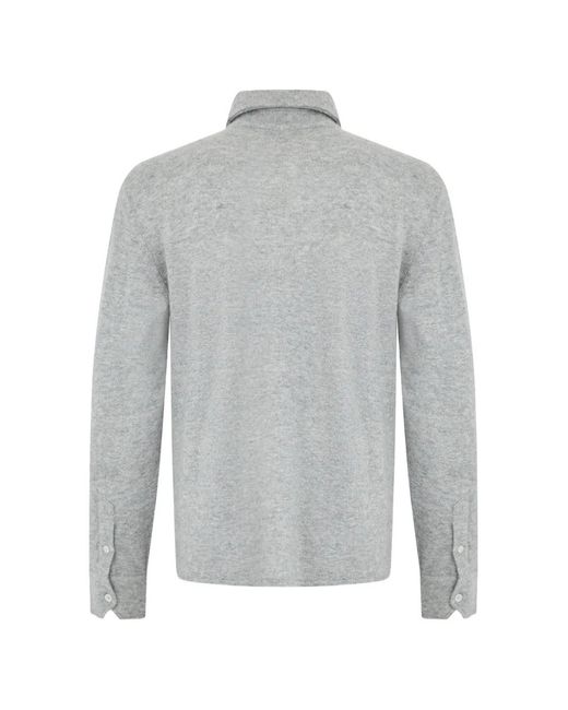 Fedeli Gray Knit Button-Up Sweater for men