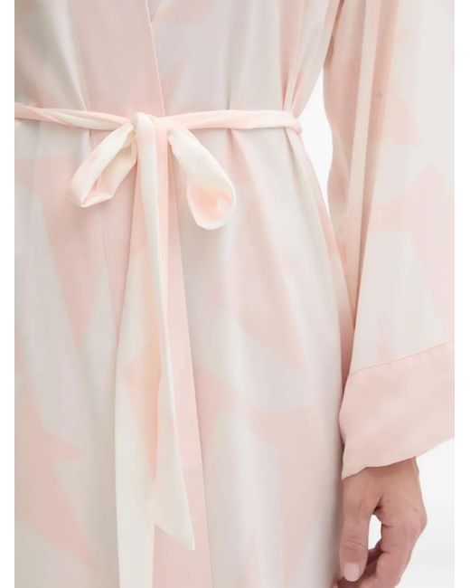DKNY White Cloud-Print Belted Robe