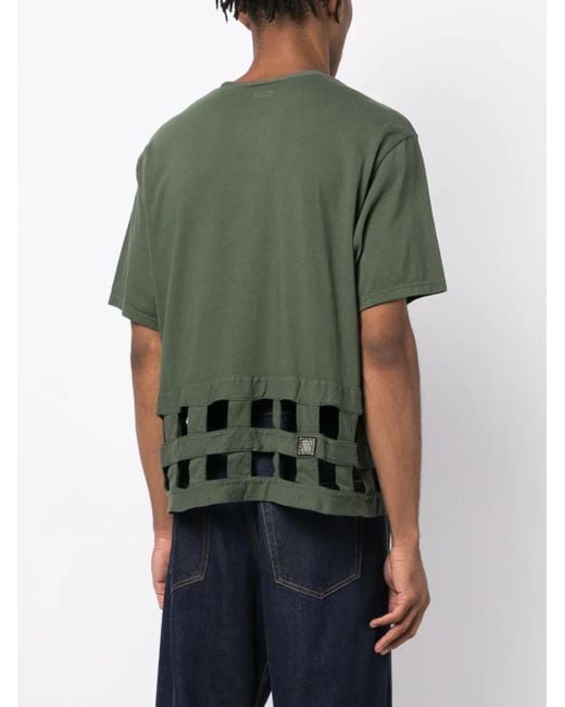 T-Shirt En Coton Windowpane À Détails D'Œillets Kapital pour homme en coloris Green