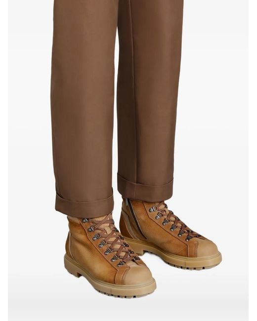 Santoni Brown Nubuck Hiking Boots for men