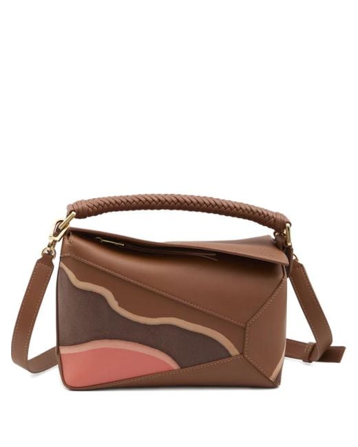 Loewe Brown Small Puzzle Edge Calfskin Tote Bag