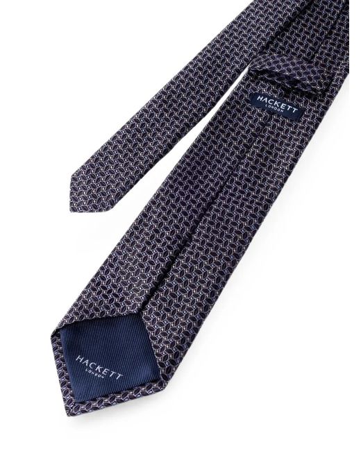Hackett Blue Geometric-Pattern Silk Tie for men