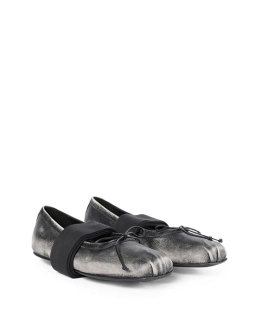 Ann Demeulemeester Gray Bow-Detailing Ballet Flats