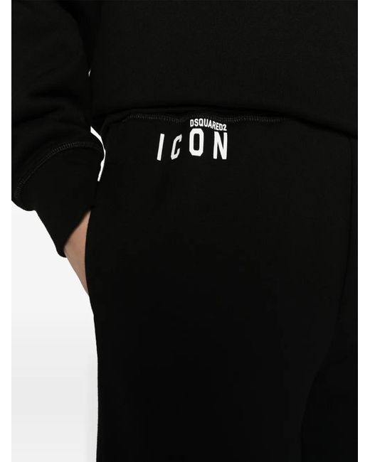 DSquared² Black Icon-Print Cotton Track Pants