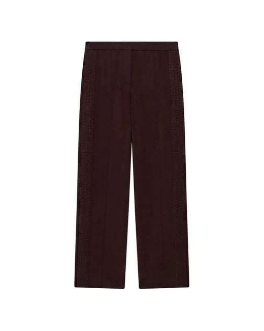 Another Tomorrow Purple Graphic-Stitch Trousers
