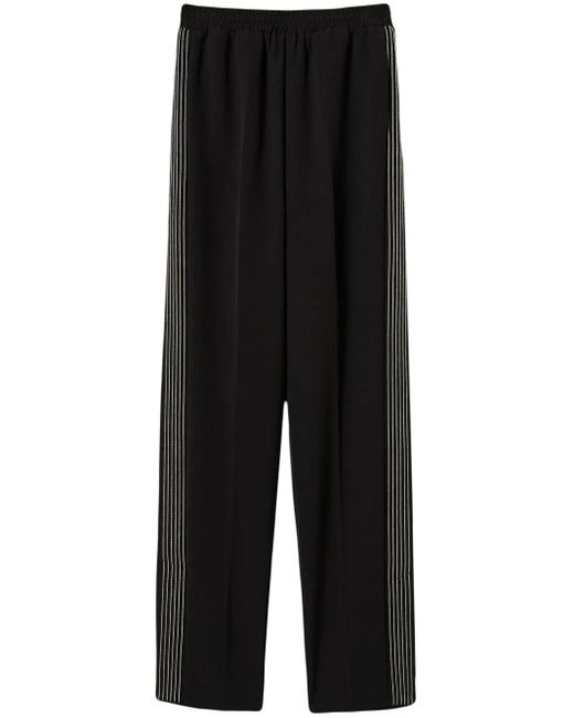 Twinset Black Embroidered Crêpe Track Pants