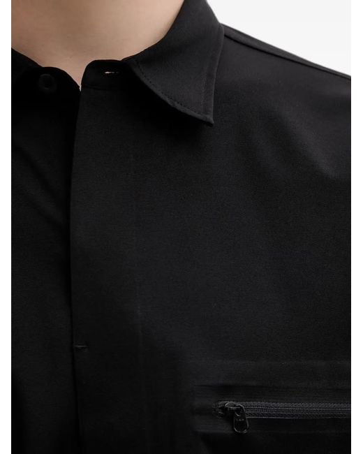 Beams Plus Black Tech Zip-Pocket Short-Sleeved Shirt for men