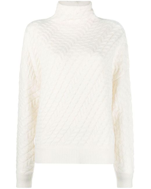 Loulou Studio Huso Cableknit Cashmere Jumper in White Lyst