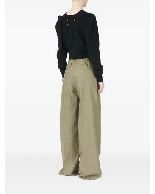 Maison Margiela Green Pleated Straight Trousers