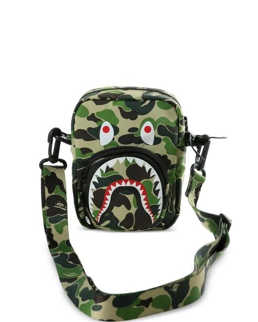 A Bathing Ape Green Shark Camouflage-Print Shoulder Bag for men