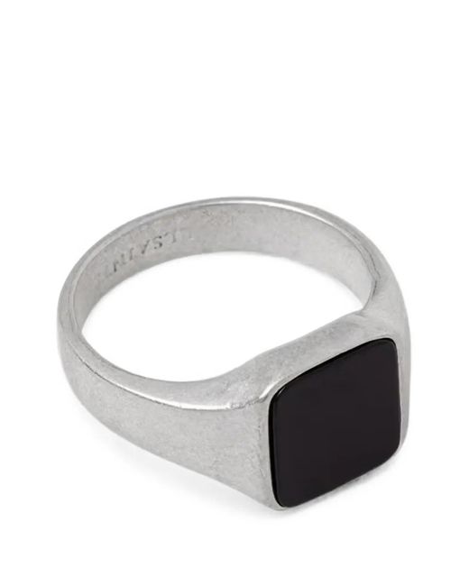 AllSaints Metallic Spike Onyx-Inlay Signet Ring