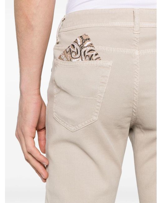 Jacob Cohen Natural Bard Mid-rise Slim-fit Trousers for men