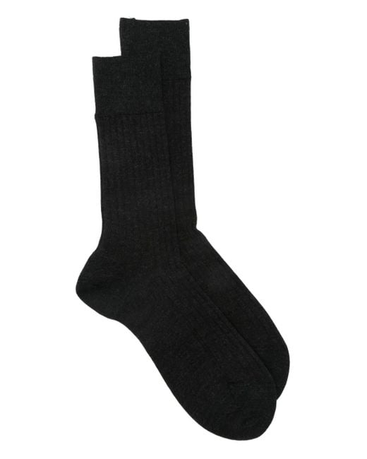 メンズ Falke リブ靴下 Black