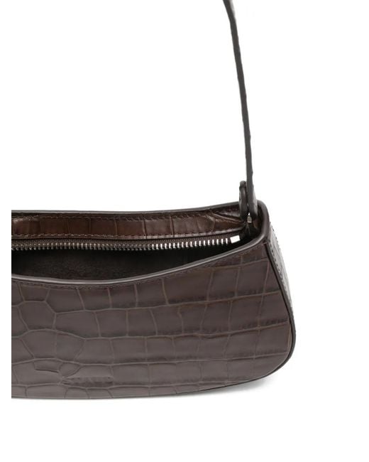 Staud Brown Ollie Crocodile-Effect Shoulder Bag