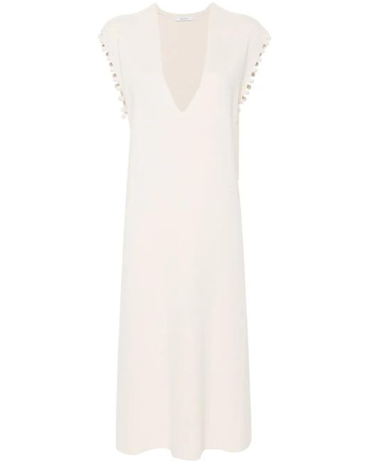 Max Mara White Crochet-Trim Cotton Midi Dress