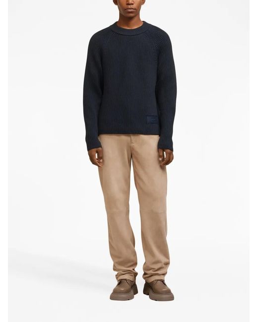 AMI Blue Logo-Patch Sweater for men