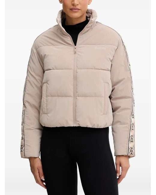 Guess Natural Logo Stripe Puffer Jacket