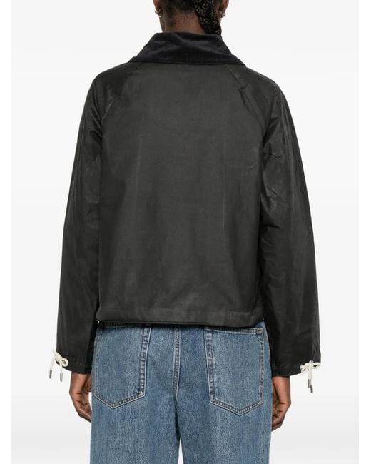 Barbour Black Corduroy-Collar Waxed Jacket