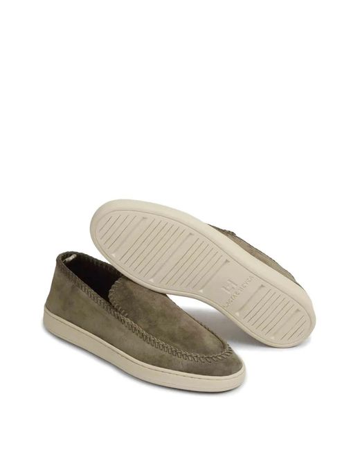 Officine Creative Green Herbie Whipstitch-Trim Suede Slip-Ons for men