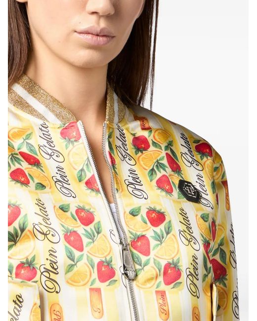 Philipp Plein Metallic Striped Bomber Jacket