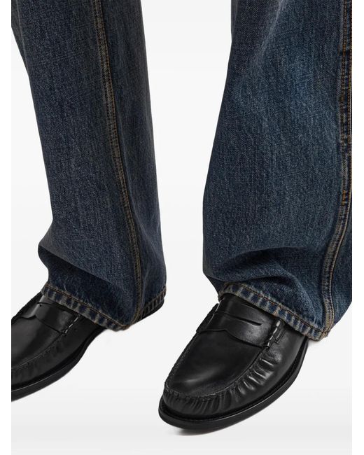 Prada Black Brushed Leather Loafers for men