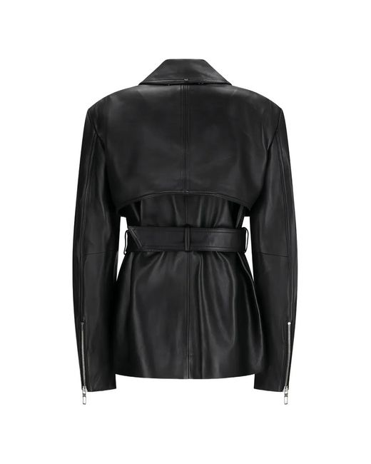 Max Mara Black Leather Belted Jacket