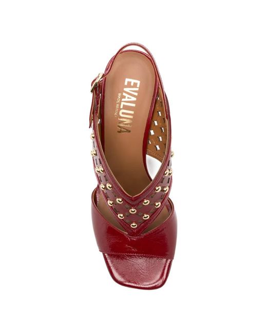 Evaluna Red Stud-Embellishment Sandals