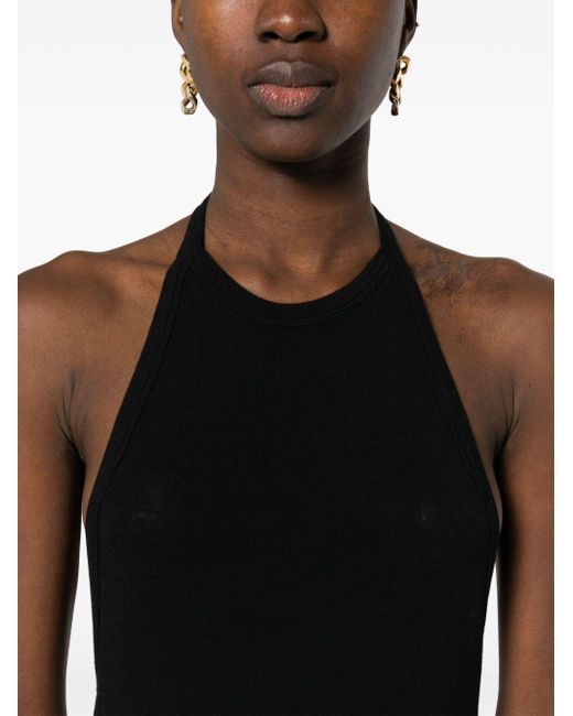 Saint Laurent Black Wool Blend Long Pencil Dress