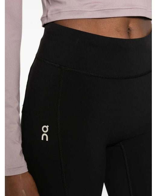 On Shoes Black Logo-Print Performance Tights