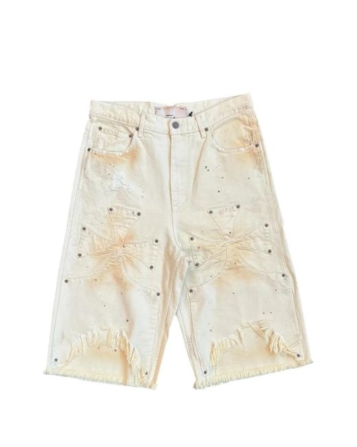SEKRIT White Chopper Cross-Patch Shorts for men