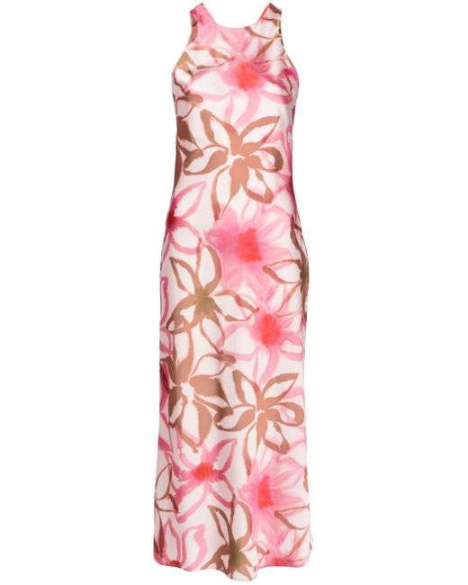 Claudie Pierlot Pink Floral-print Open-back Maxi Dress