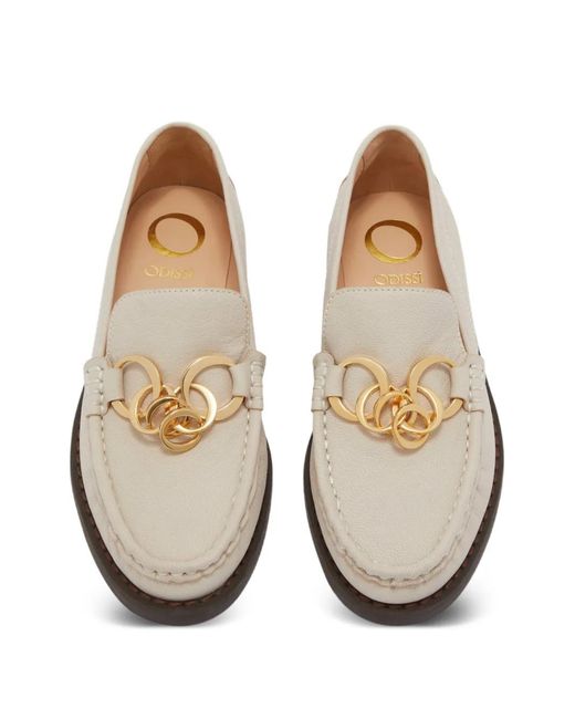 Odissi White Jane Leather Loafers