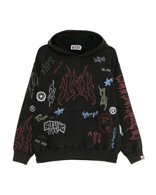 A Bathing Ape Black Logo-Print Hoodie for men