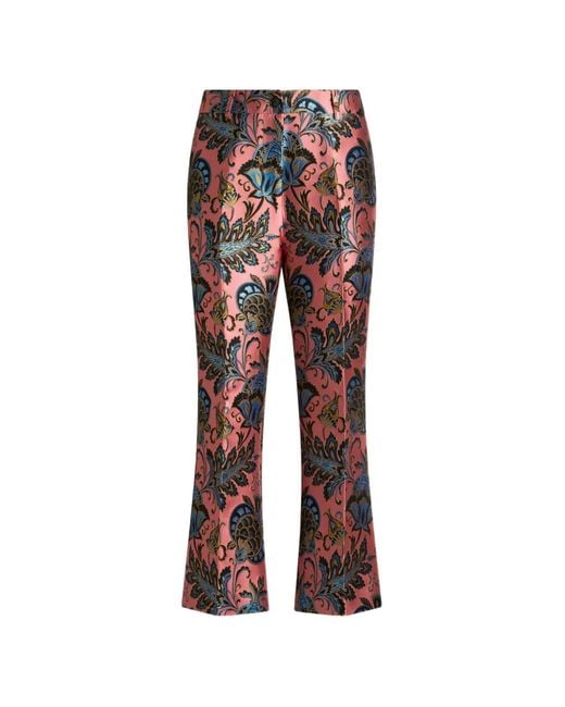 Etro Jacquard Flared Trousers With Floral Motif