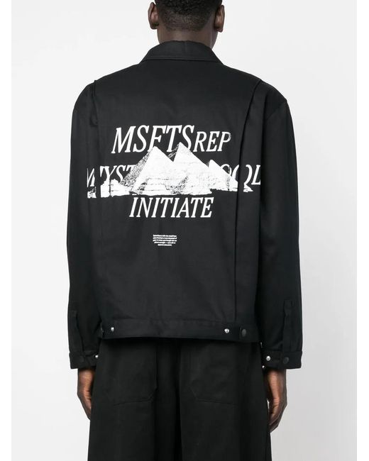 Msftsrep Black Logo-Print Long-Sleeve Shirt Jacket for men