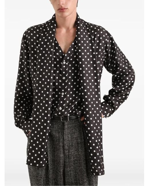 Dolce & Gabbana Black Chemise Martini En Sergé De Soie À Pois for men