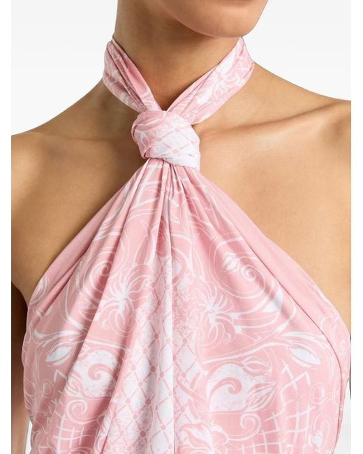 Balmain Pink Printed Lycra Swimsuit