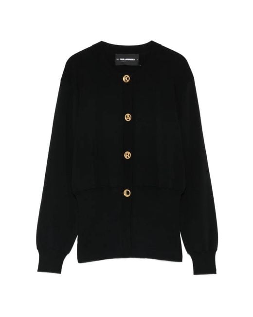 Karl Lagerfeld Black Cardigan À Boutonnière