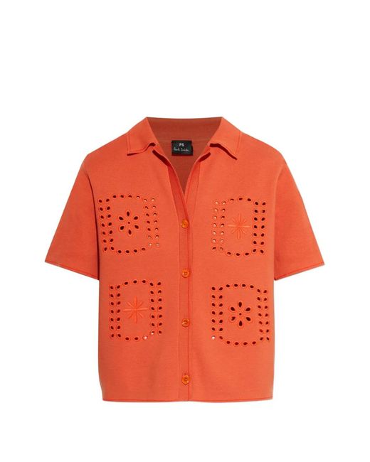 Paul Smith Orange Broderie-Anglaise Shirt