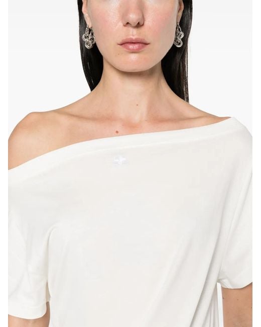 Courreges White Bodysuit With Boat Neckline