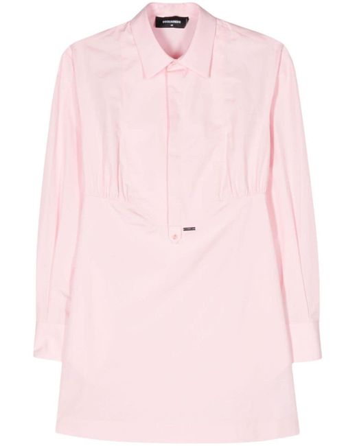 DSquared² Pink Bib-collar Cotton Dress