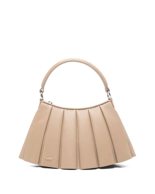 Lacoste Natural Small Lenglen Pleated Tote Bag