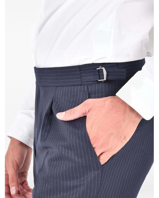 Franzese Collection Blue Single-Breasted Pinstripe Blazer for men